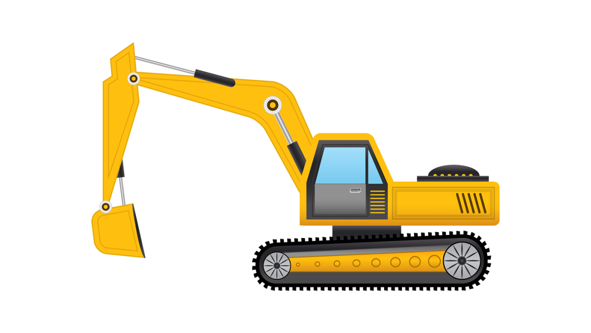 Экскаватор на белом фоне для детей
