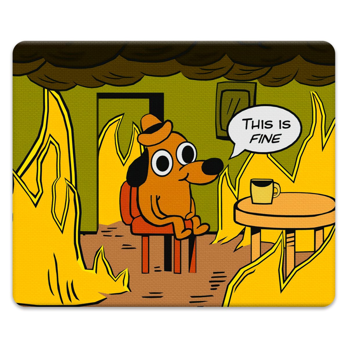 Мем собака в горящем доме