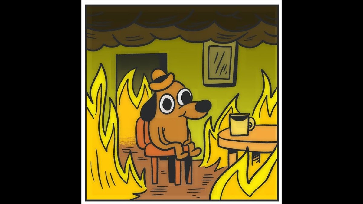 Собака в огне Мем