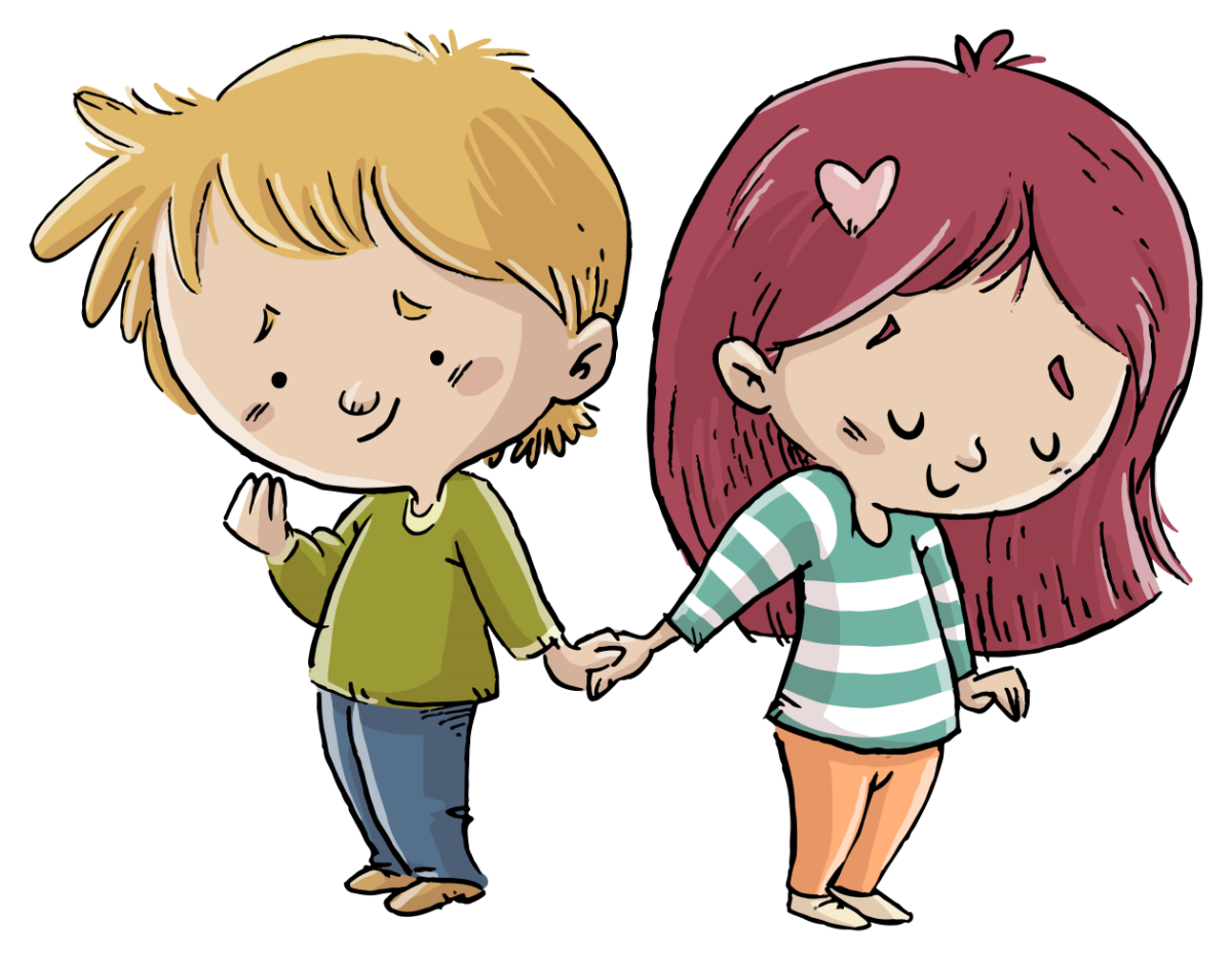 Счастливые дети держатся за руки