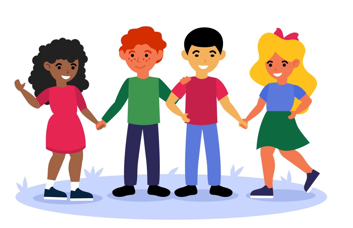 Люди разных национальностей держатся за руки