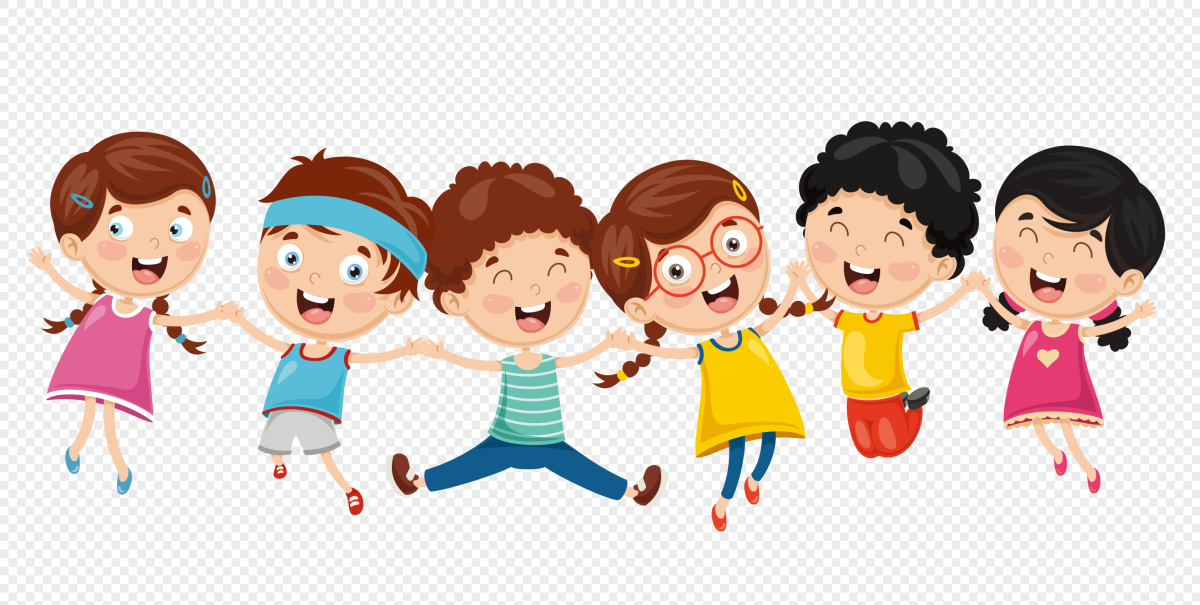 Дети держатся за руки мультяшный