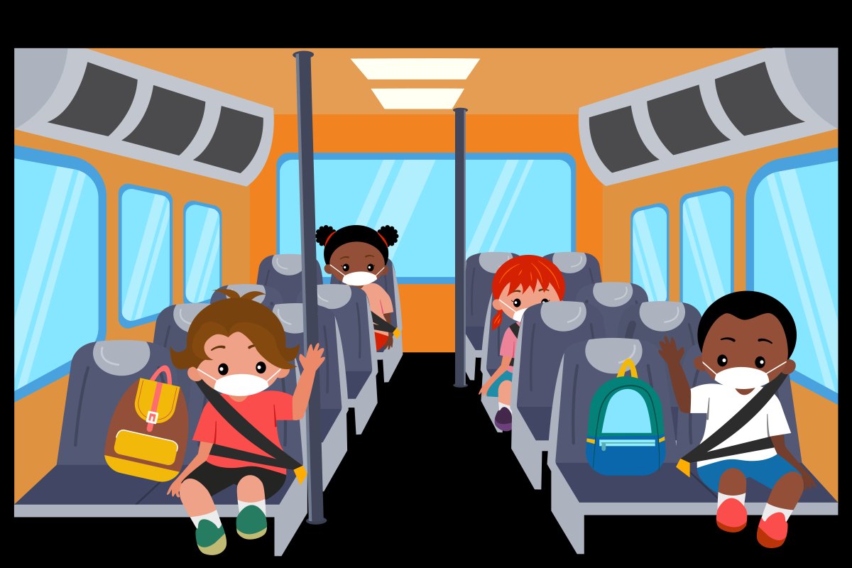 Автобус с детьми мультяшный