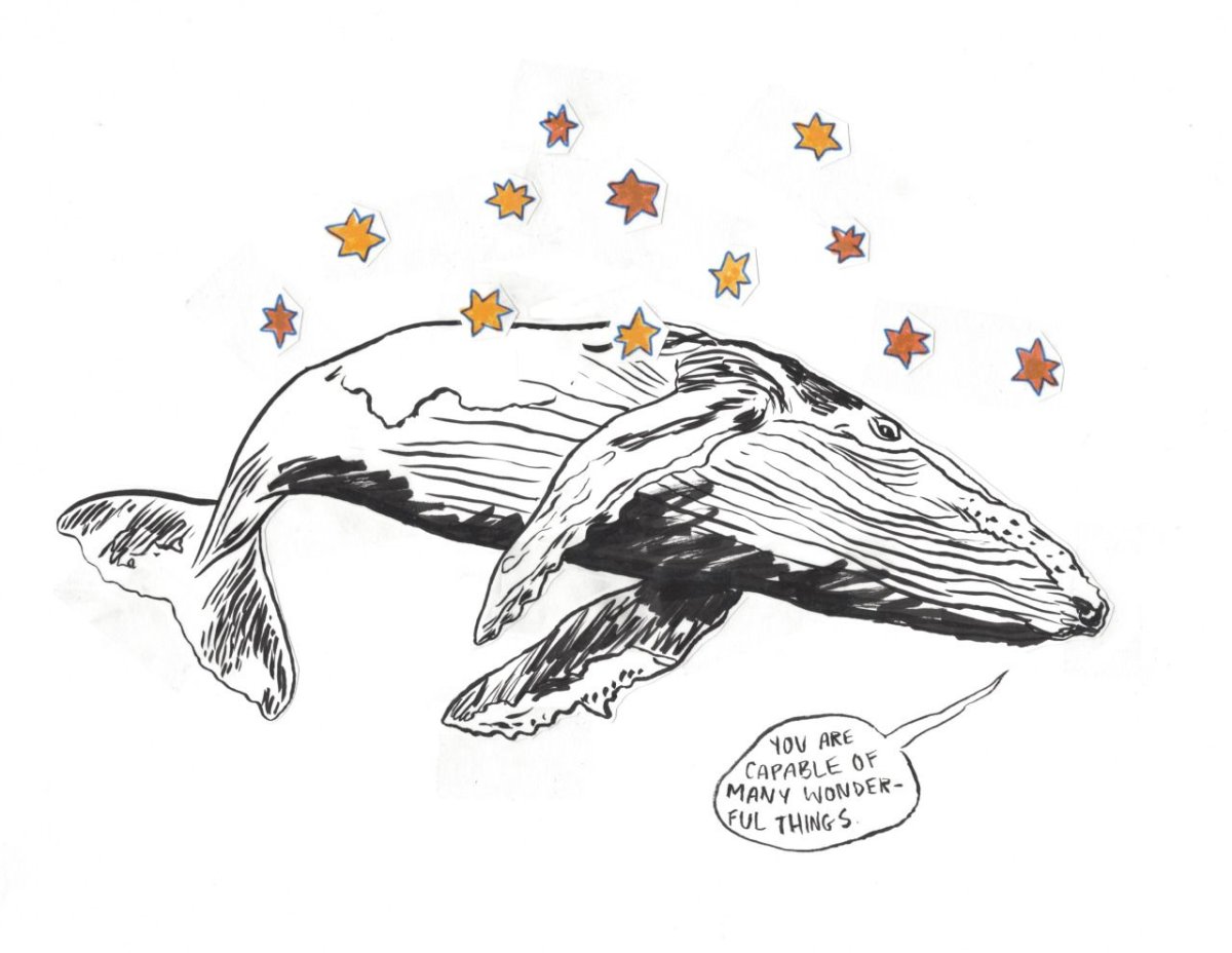 Кит арт карандашом