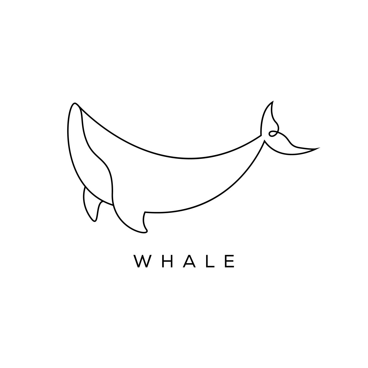 Рисунок кита одной линией