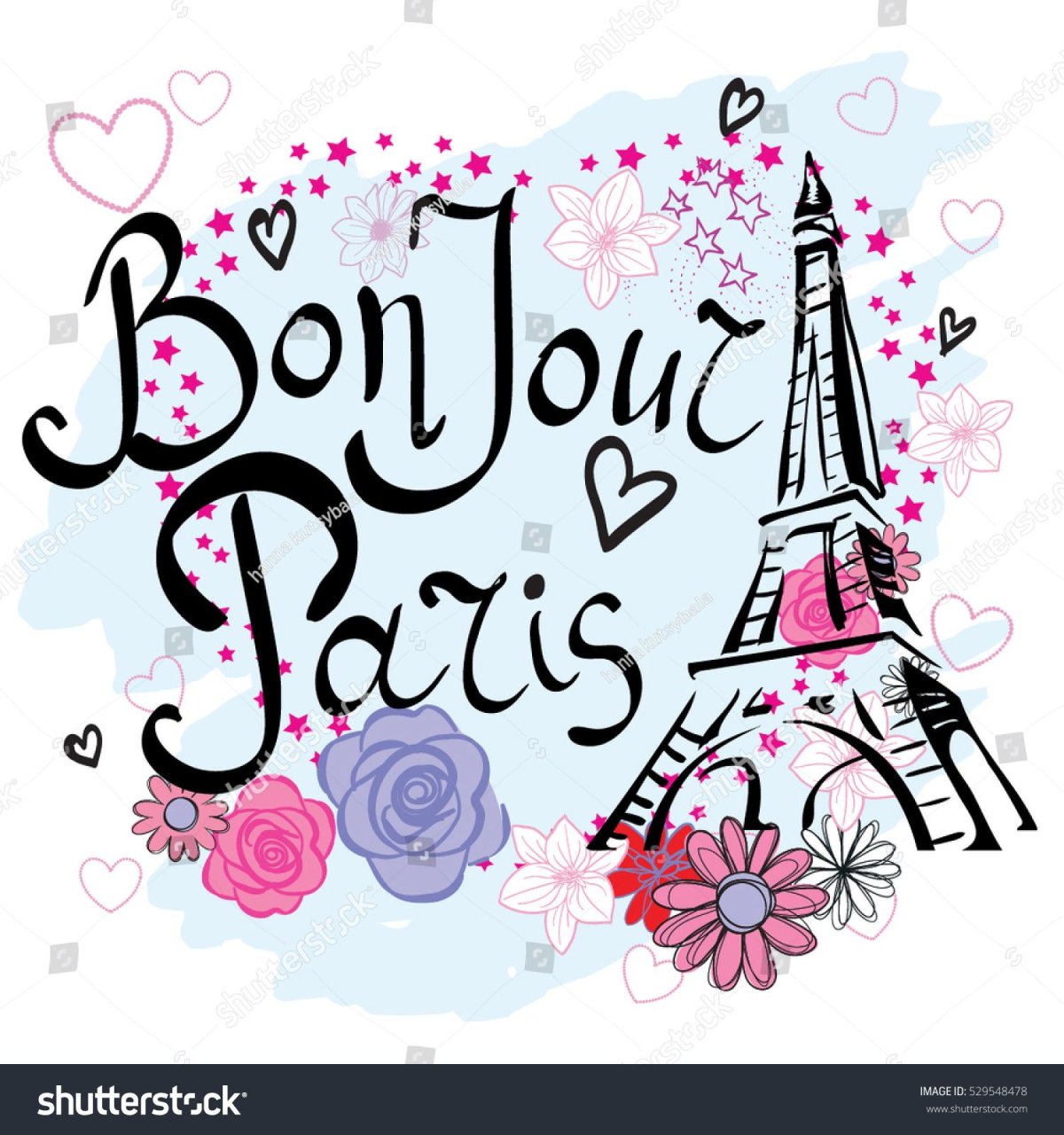 Красивая надпись Bonjour Paris