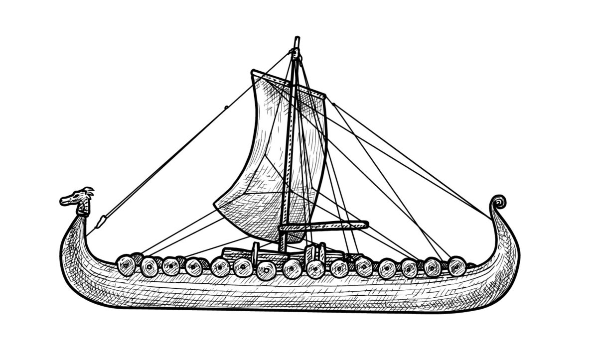Схематичный рисунок корабля викингов