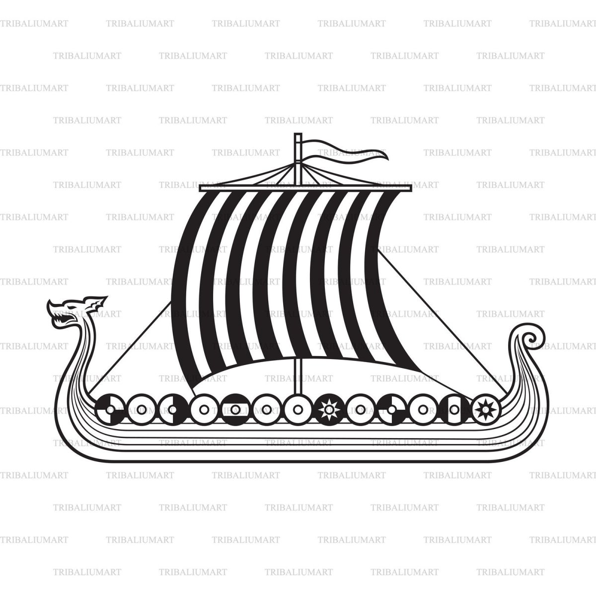 Драккар сбоку вектор