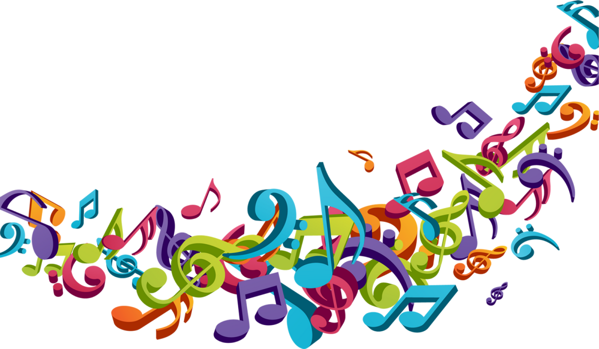 Цветные нотки на прозрачном фоне