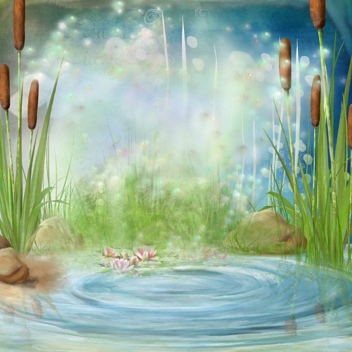 Сказочное болото с камышами