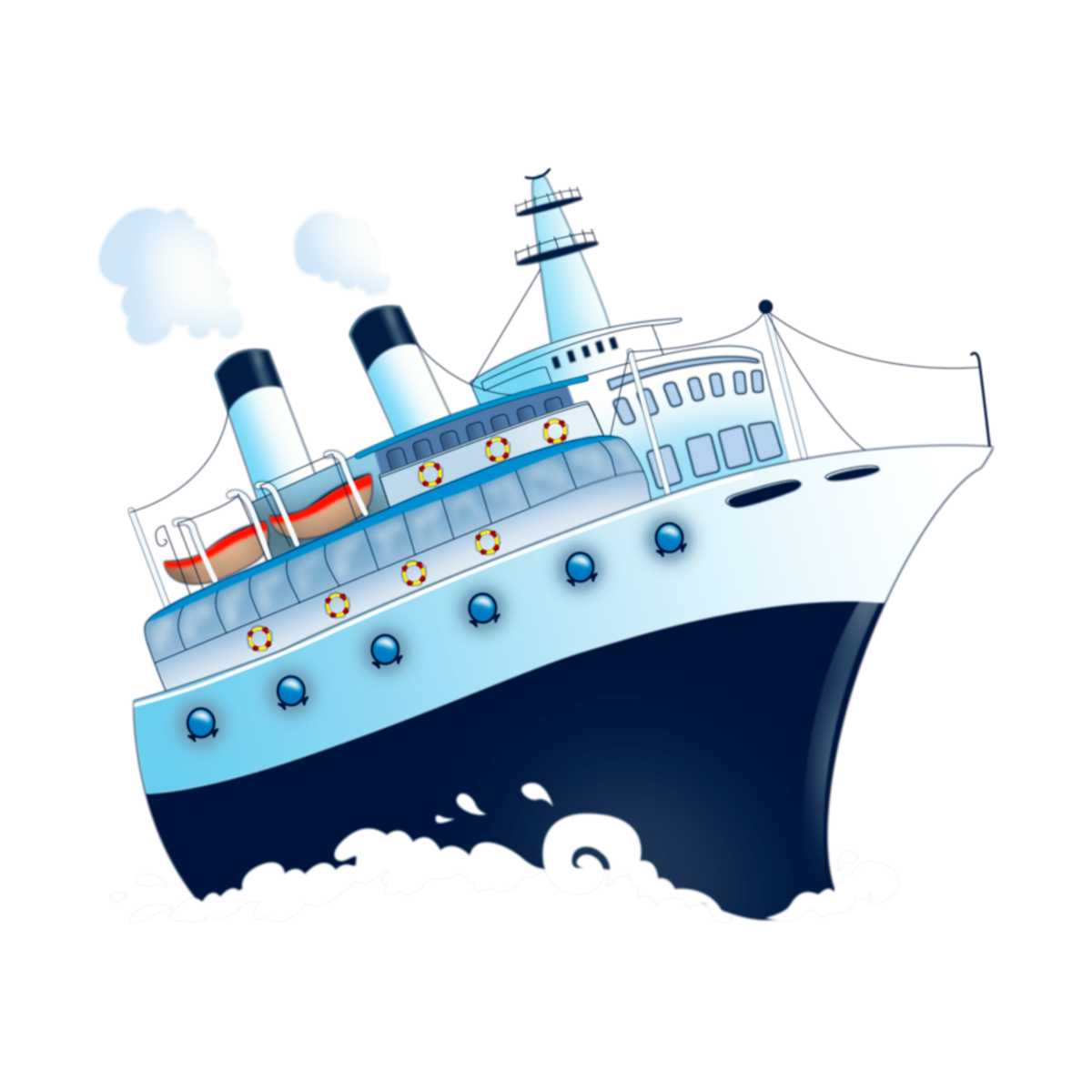 Пароход на белом фоне для детей