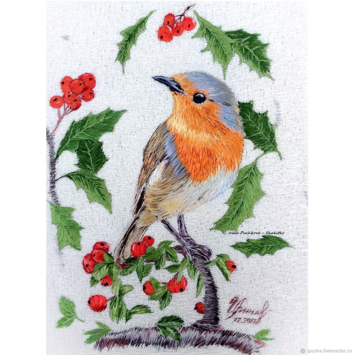 Вышивка птички