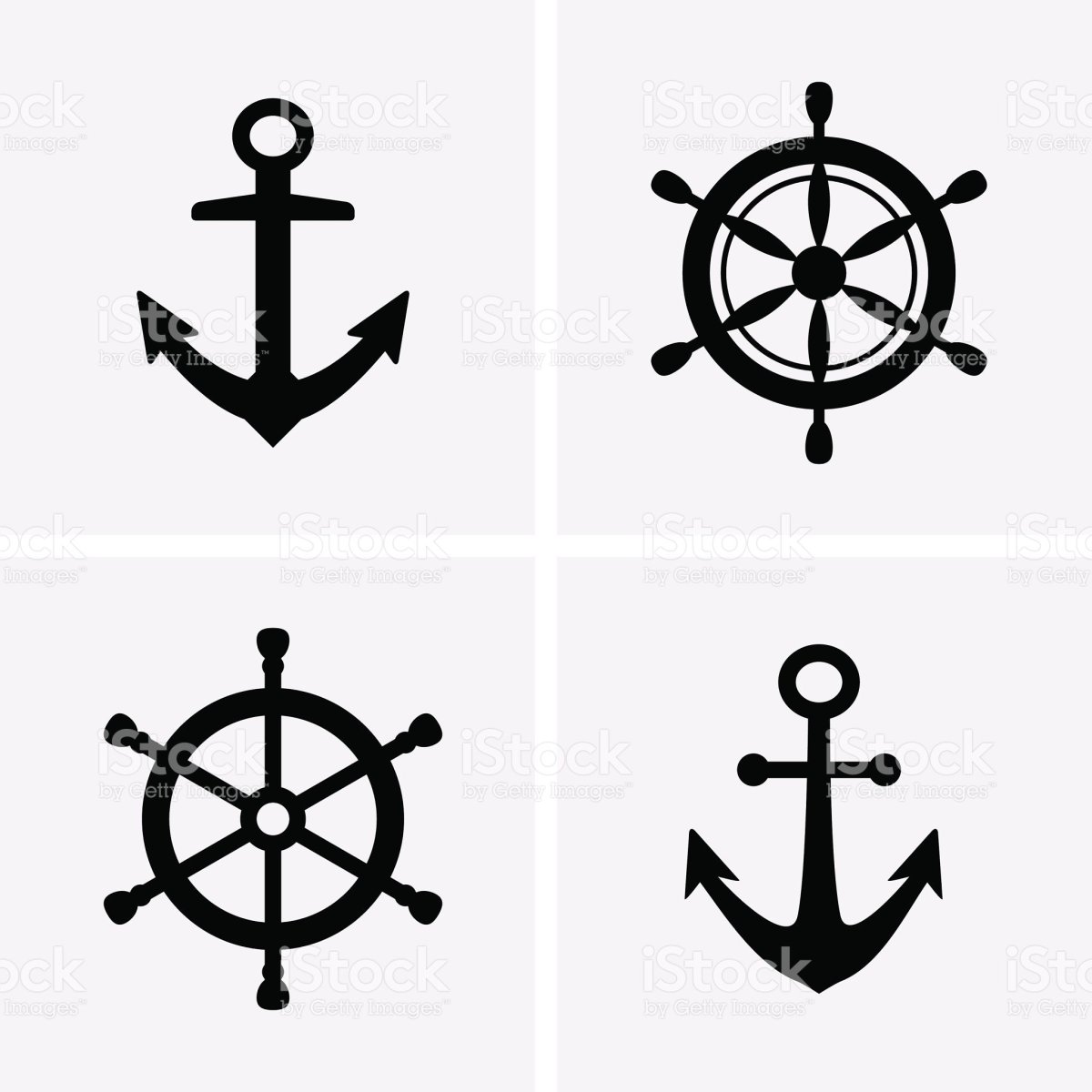 Рисунок якоря и штурвала