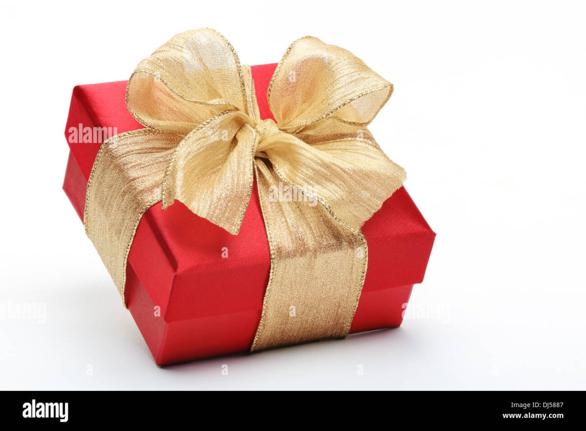 Коробка с золотой лентой