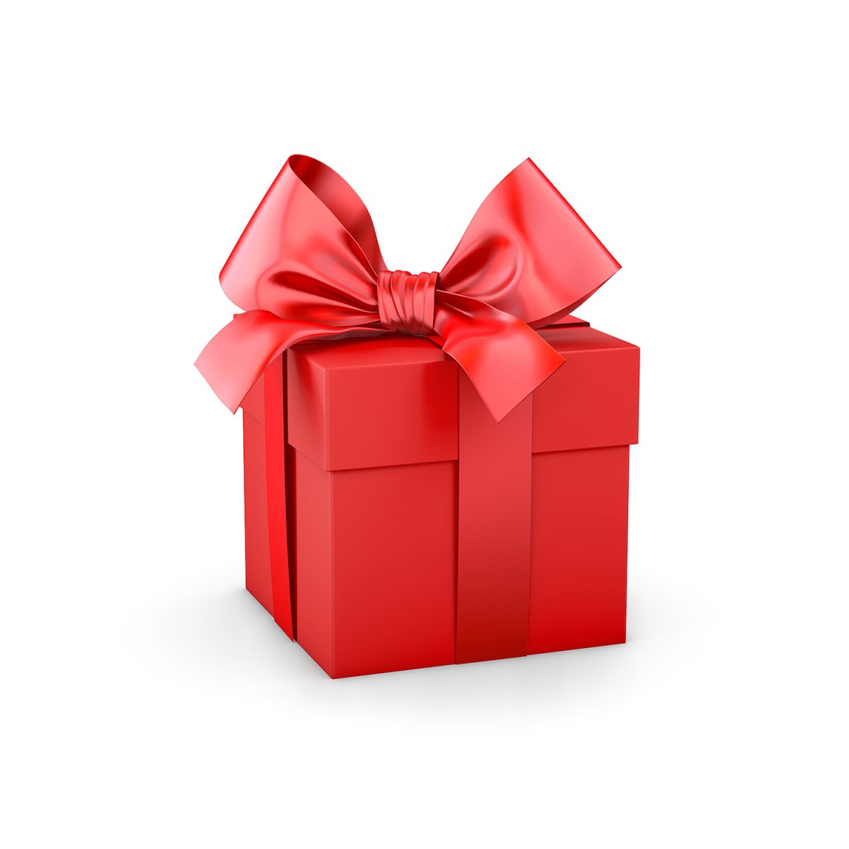 Красный подарок на белом фоне