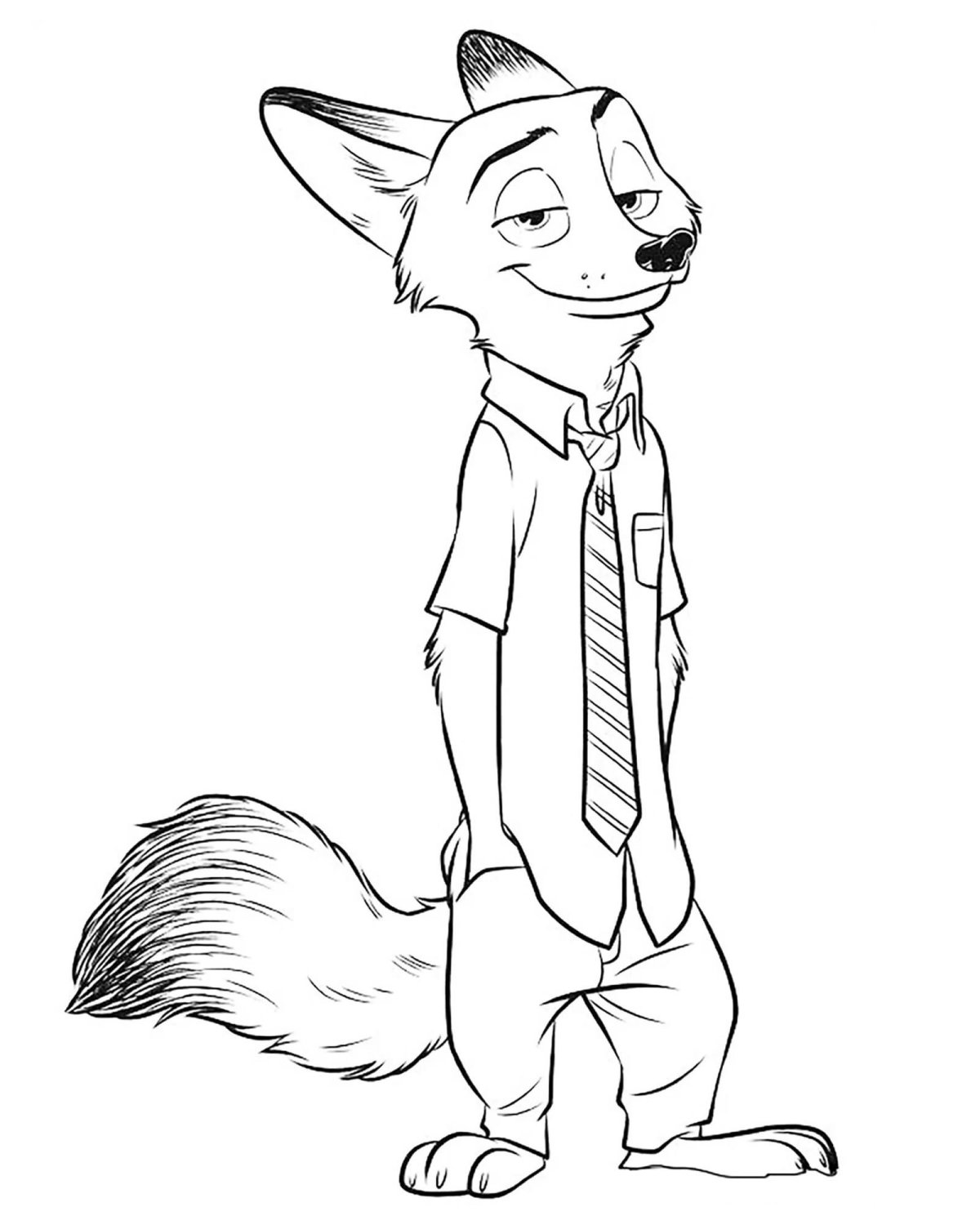 Раскраска Зверополис ник Уайлд