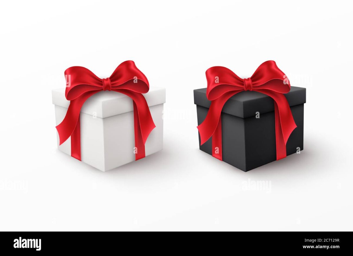 Черные подарочные коробки с красным бантом