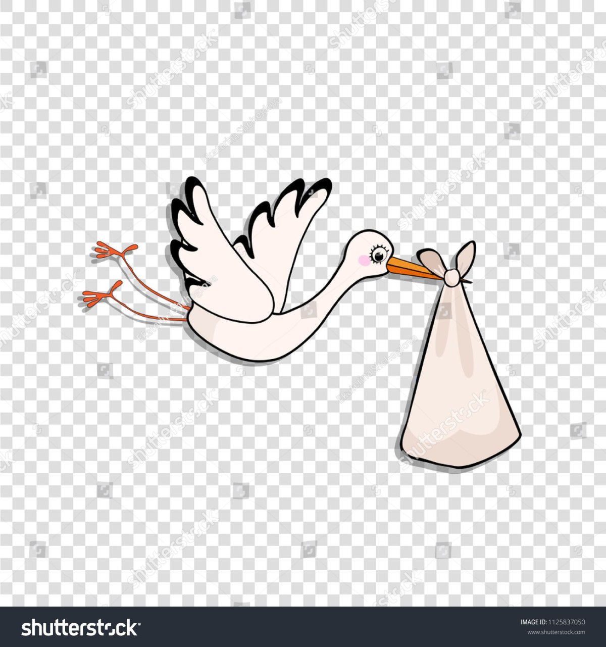 Аист акварель