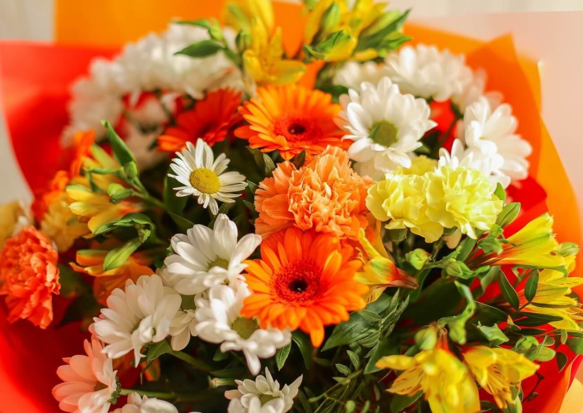 Букет "герберы и гипсофилы"