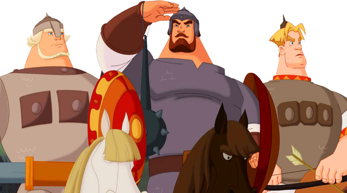 Богатырь на белом фоне