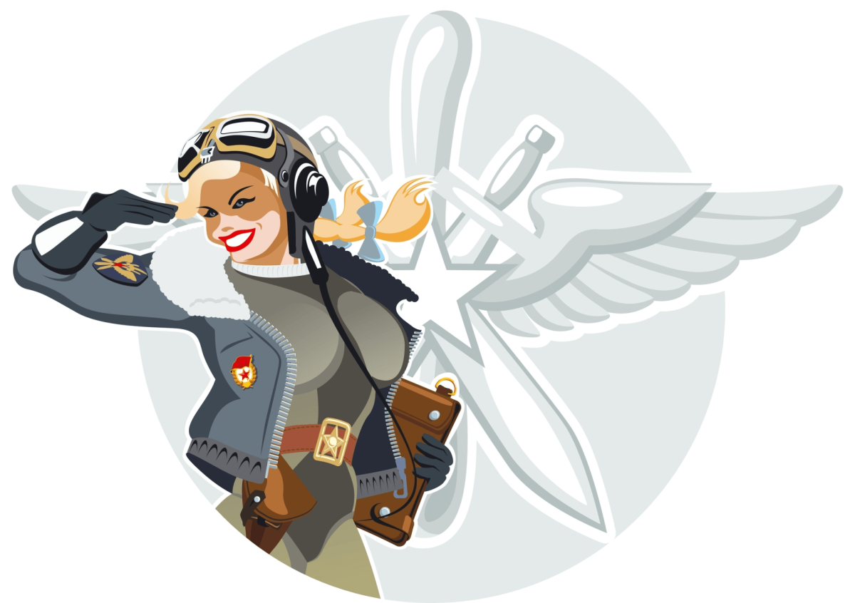 Военный летчик на белом фоне