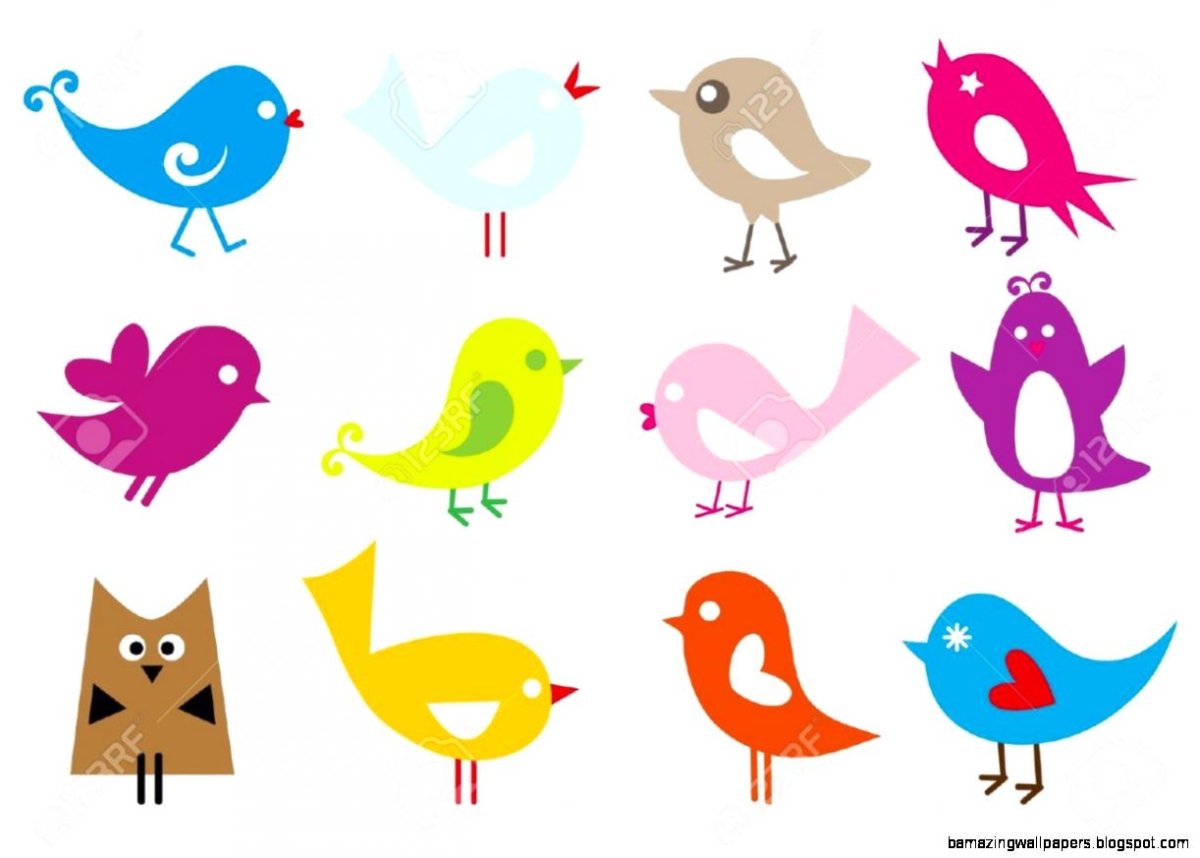 Цветные силуэты птиц