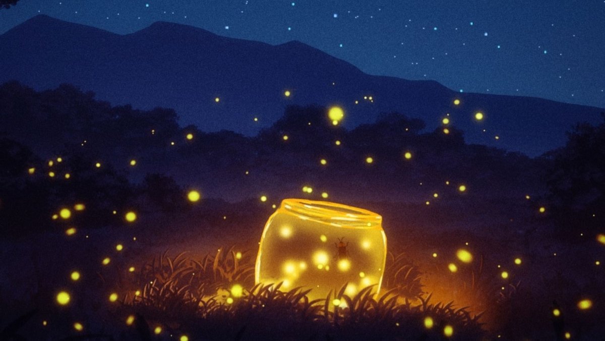 Ночное небо с светлячками