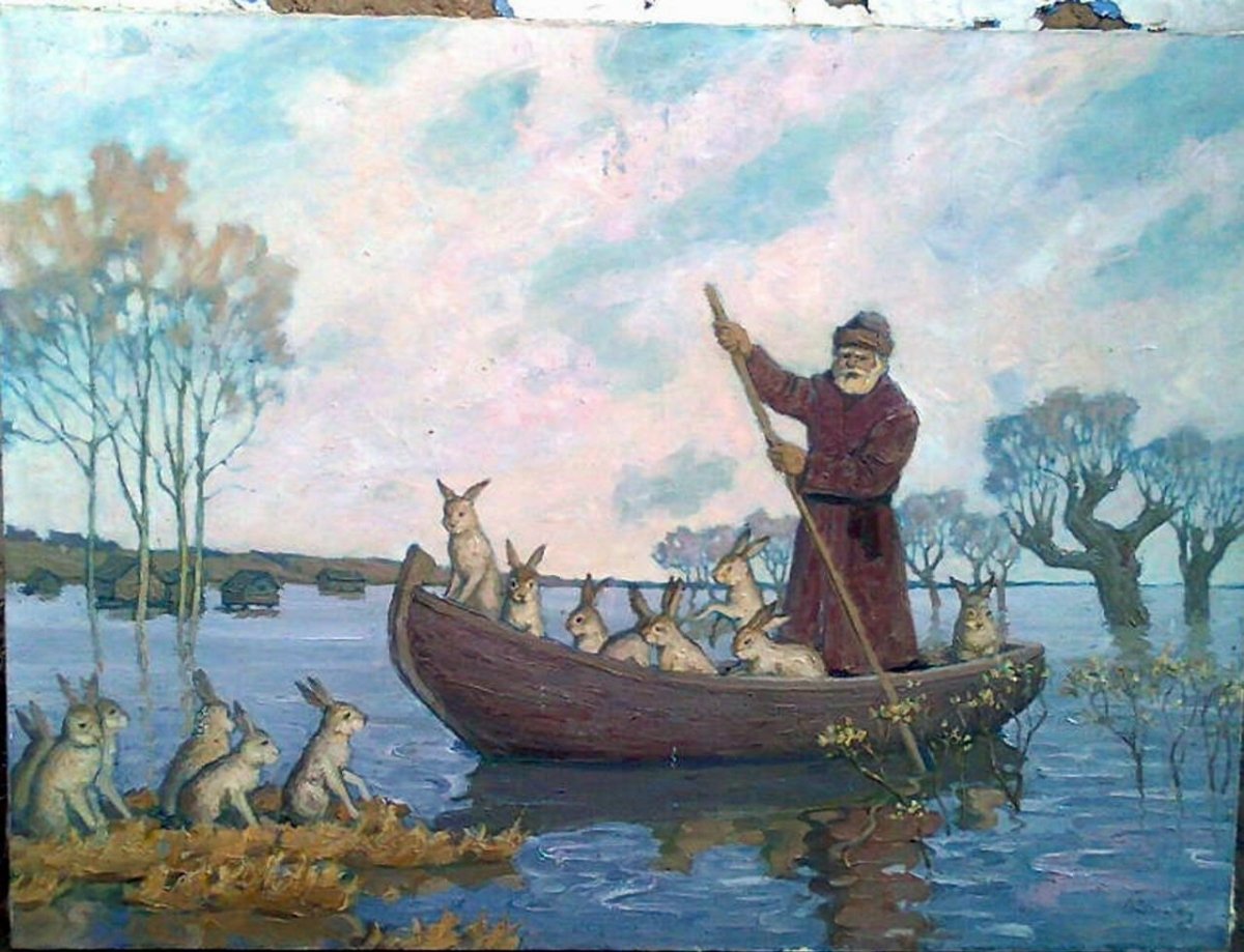 Дед Мазай и зайцы поделка