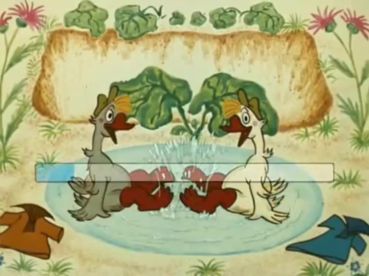 Гуси Раскрашенные бело серые