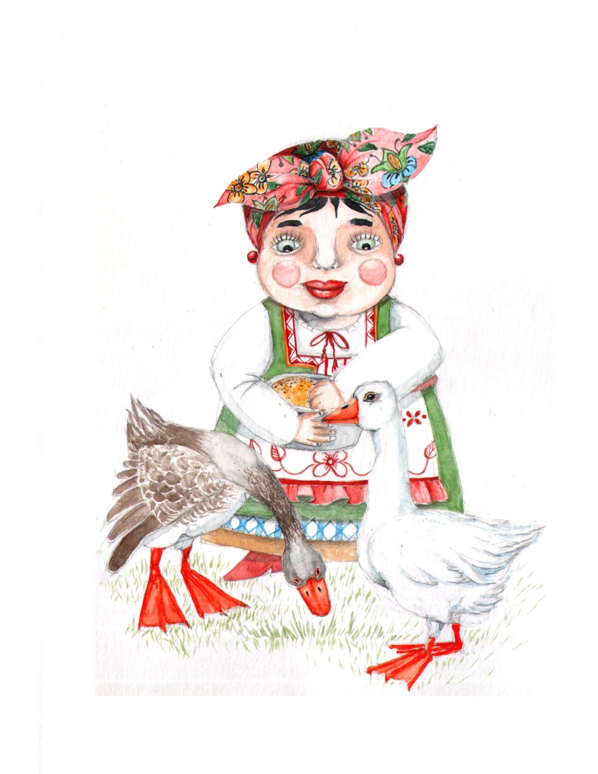 Гусь нарисованный смешной