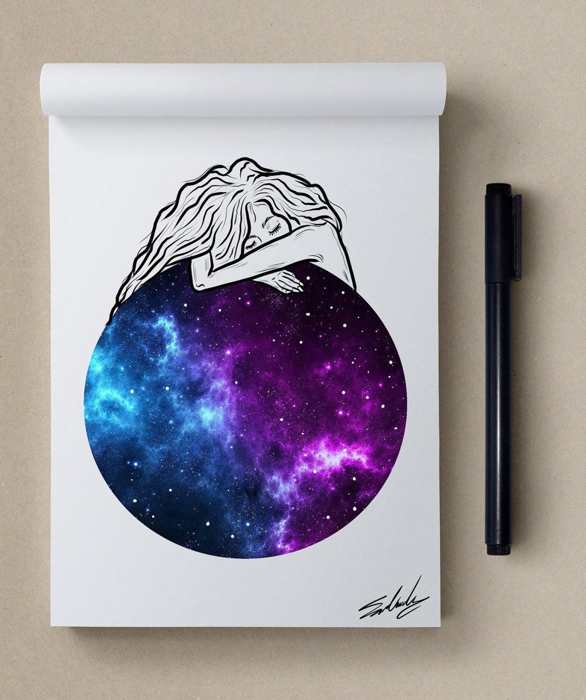 Космос рисунок карандашом