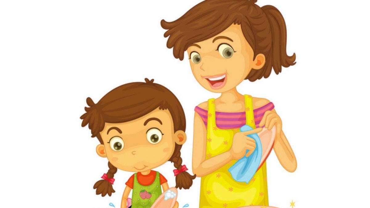 Ребенок помогает маме рисунок