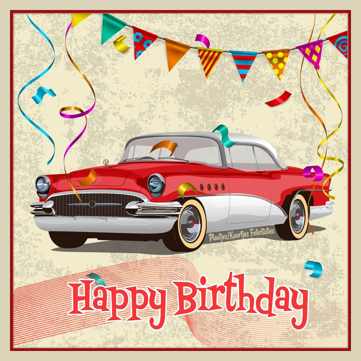 Happy Birthday с машинками ретро