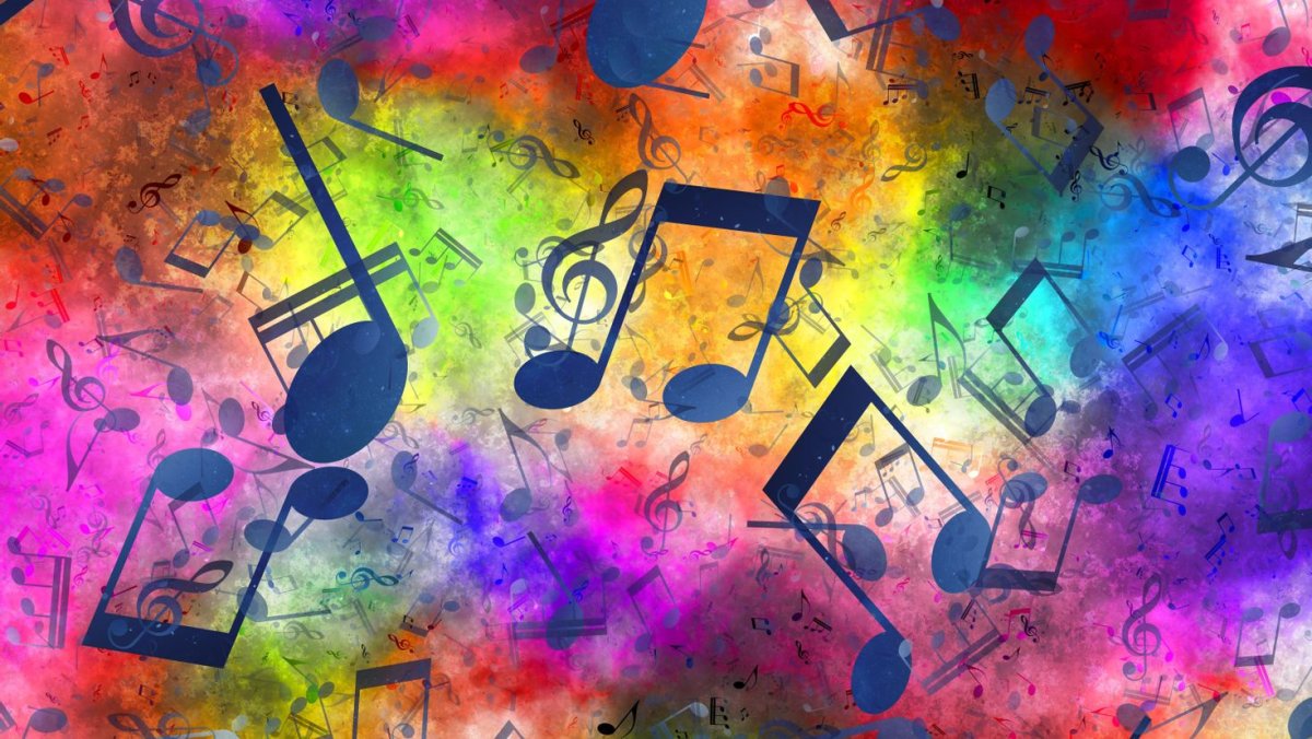 Музыкальные волны с нотами