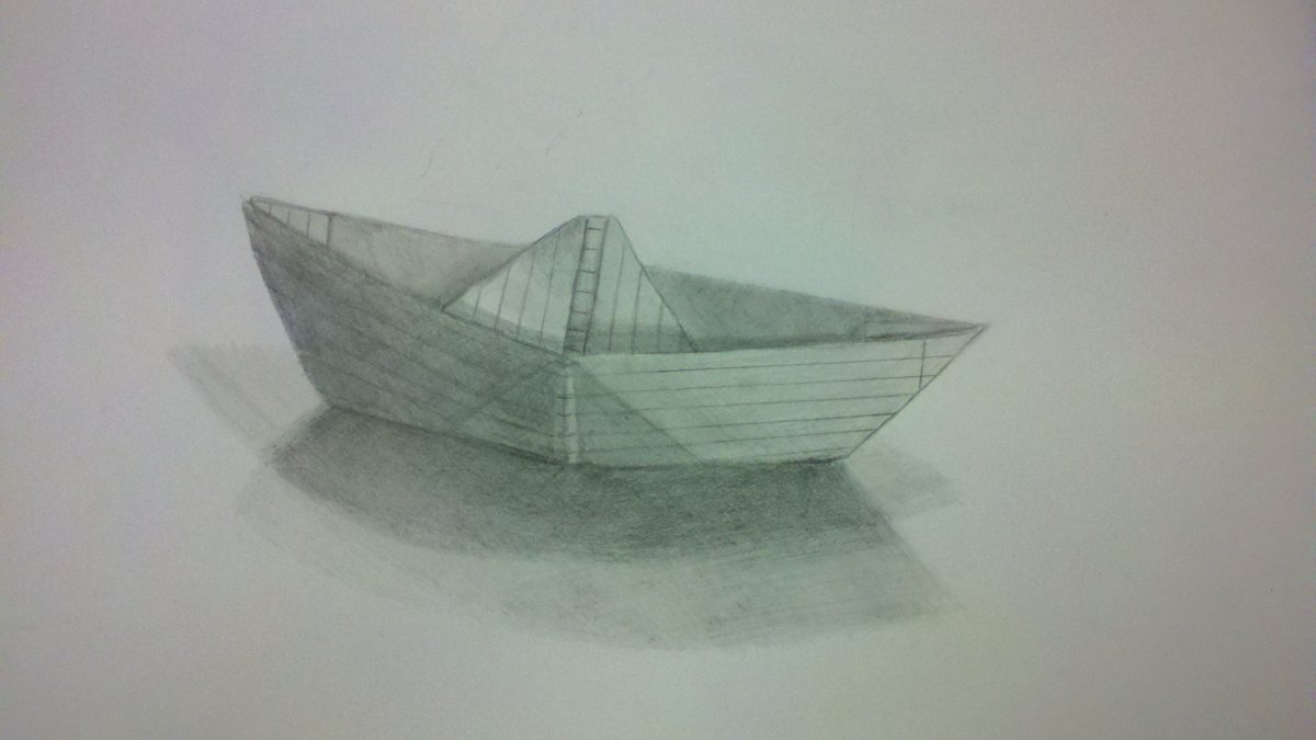 Бумажный кораблик в графике