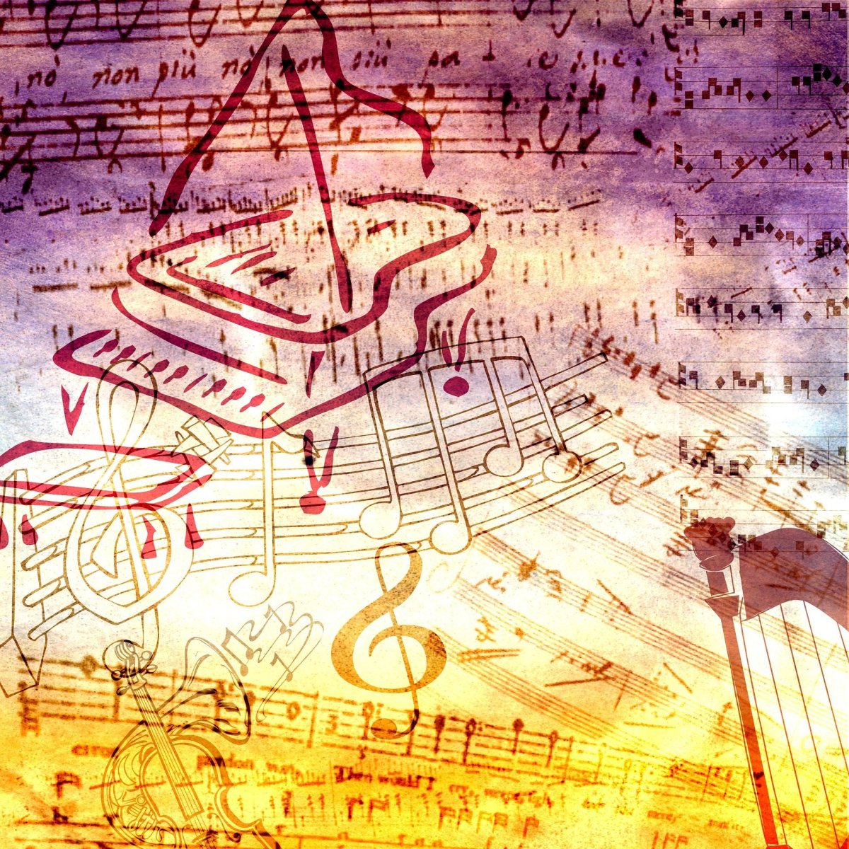 Нотная рамка на прозрачном фоне