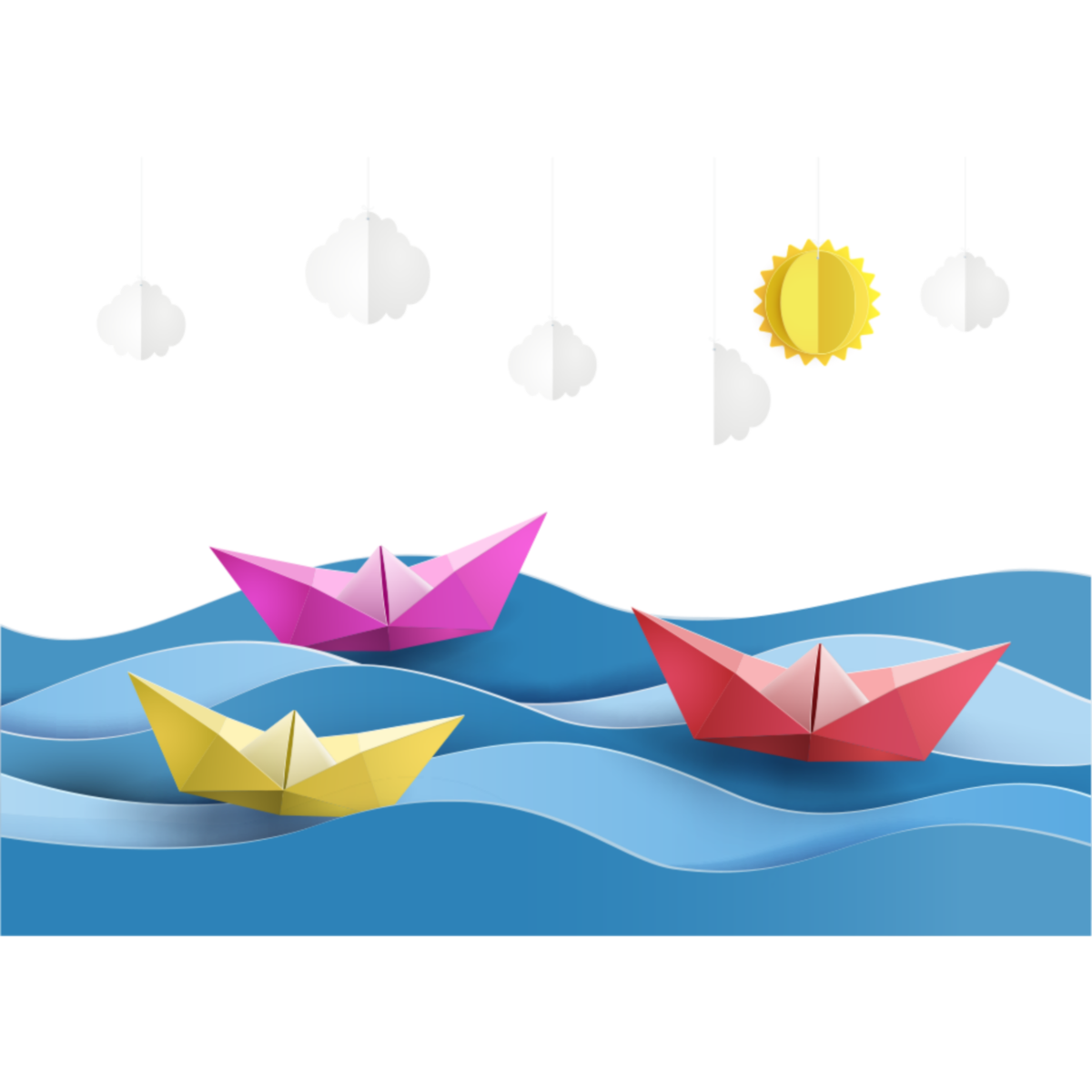 Ребенок с бумажным корабликом