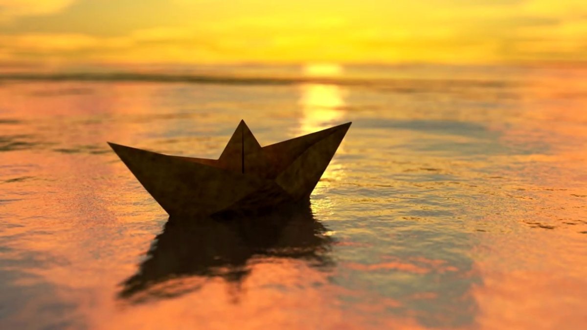 Море закат кораблик бумажный