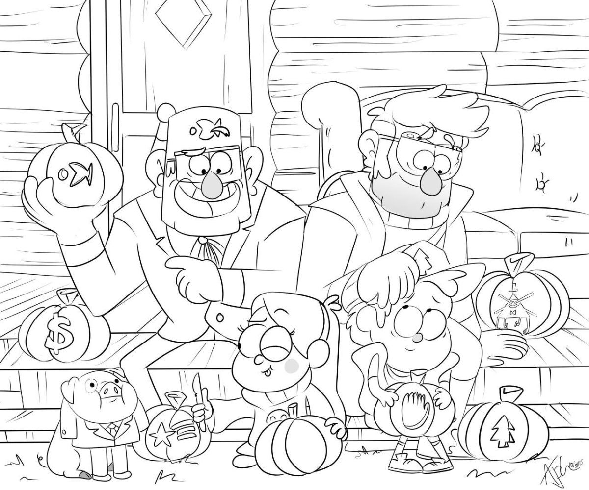 Раскраска для девочек Гравити Фолз распечатать на чехол