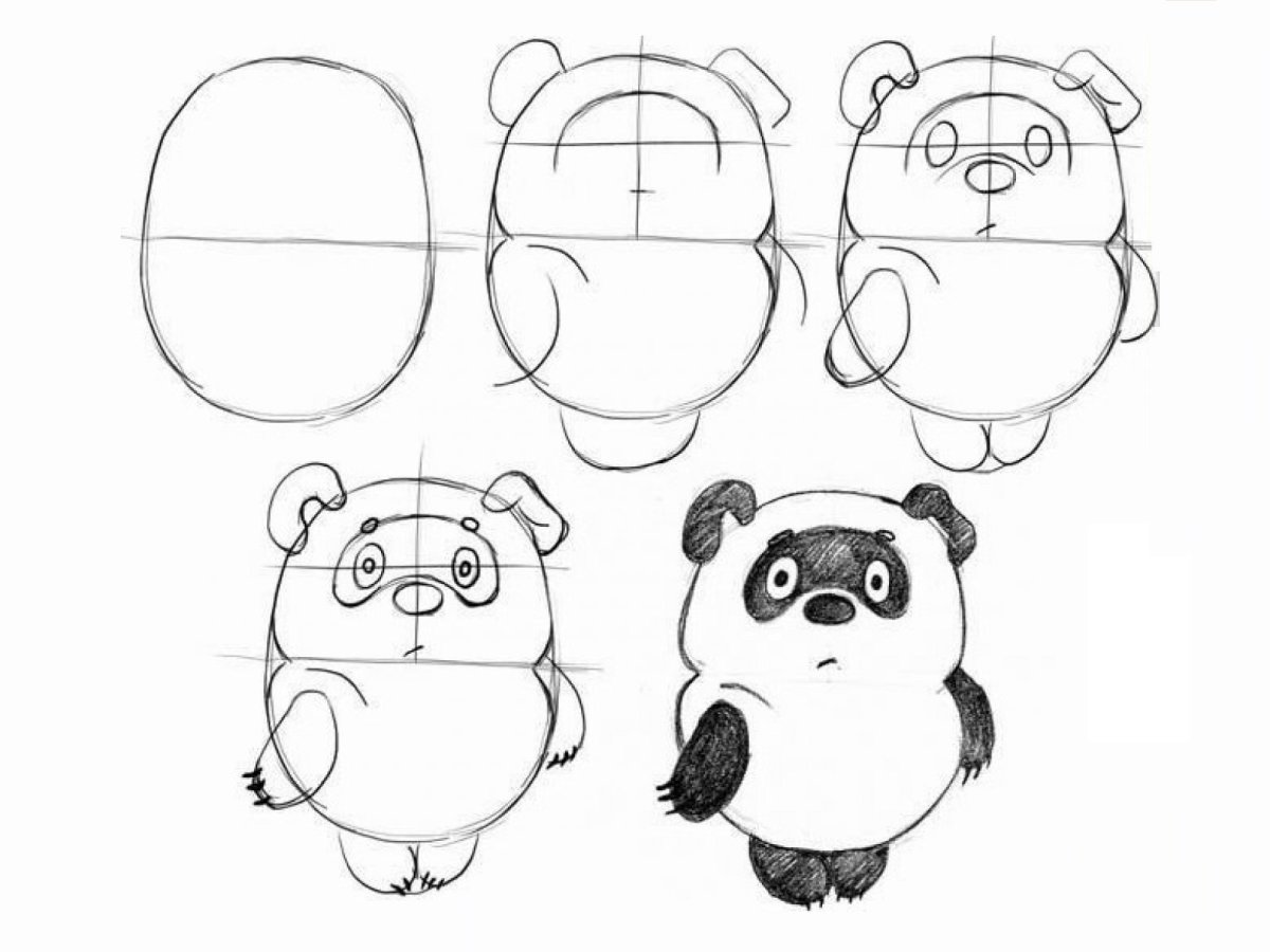 Пошаговый рисунок Винни пуха