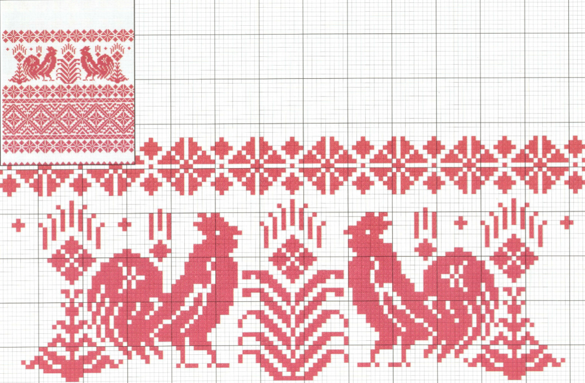 Вышивка крестом орнамент на полотенце