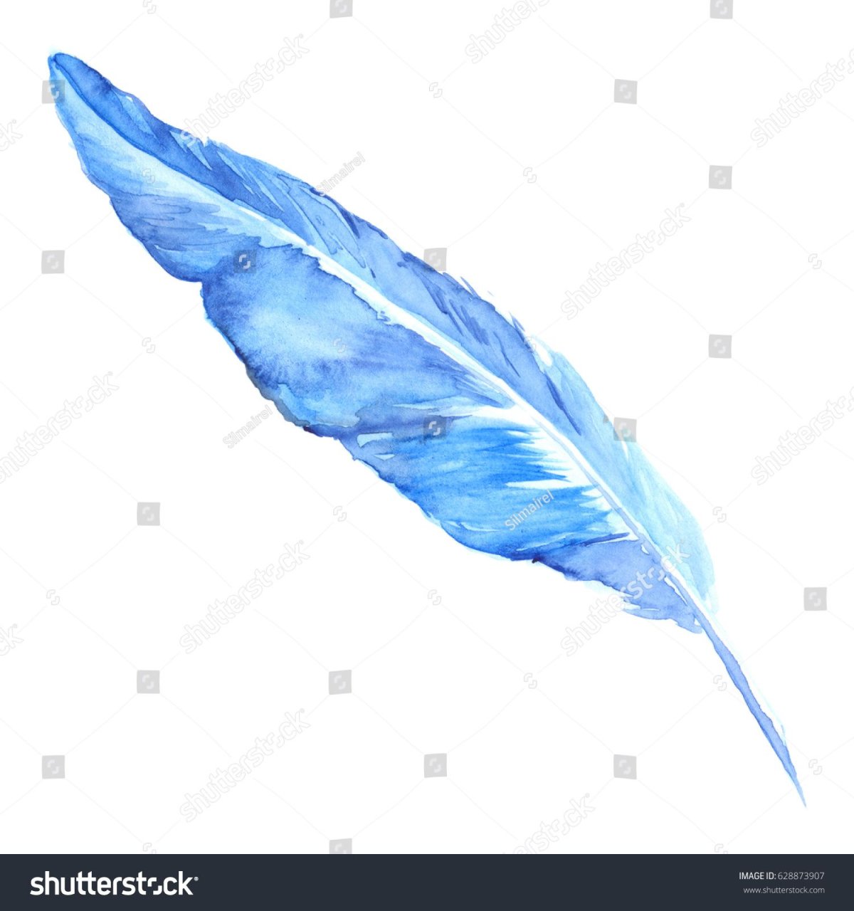 Синее перо нарисованное