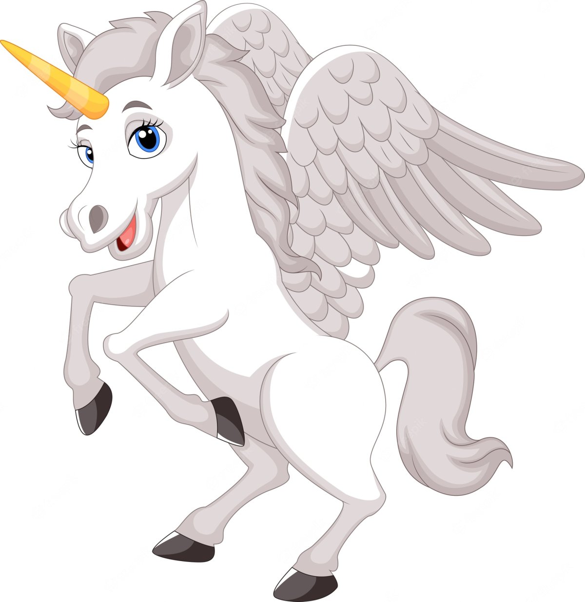 Единорожка с крыльями на белом