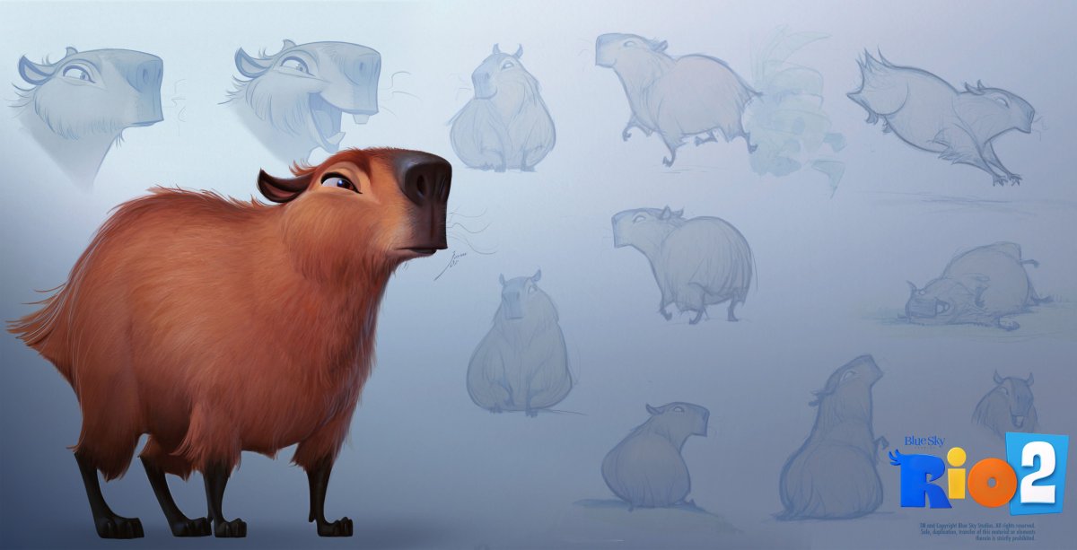 Капибара акварель