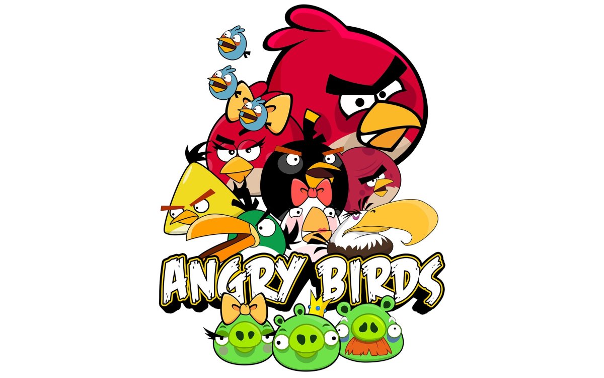Angry Birds на белом фоне