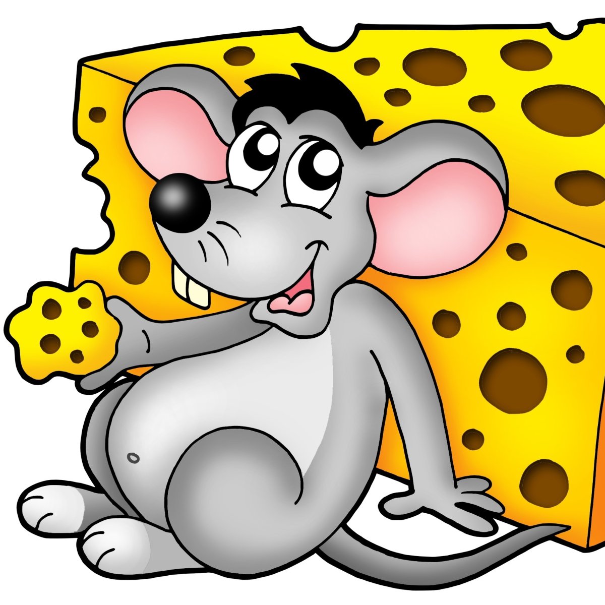 Мышь и сыр на белом фоне