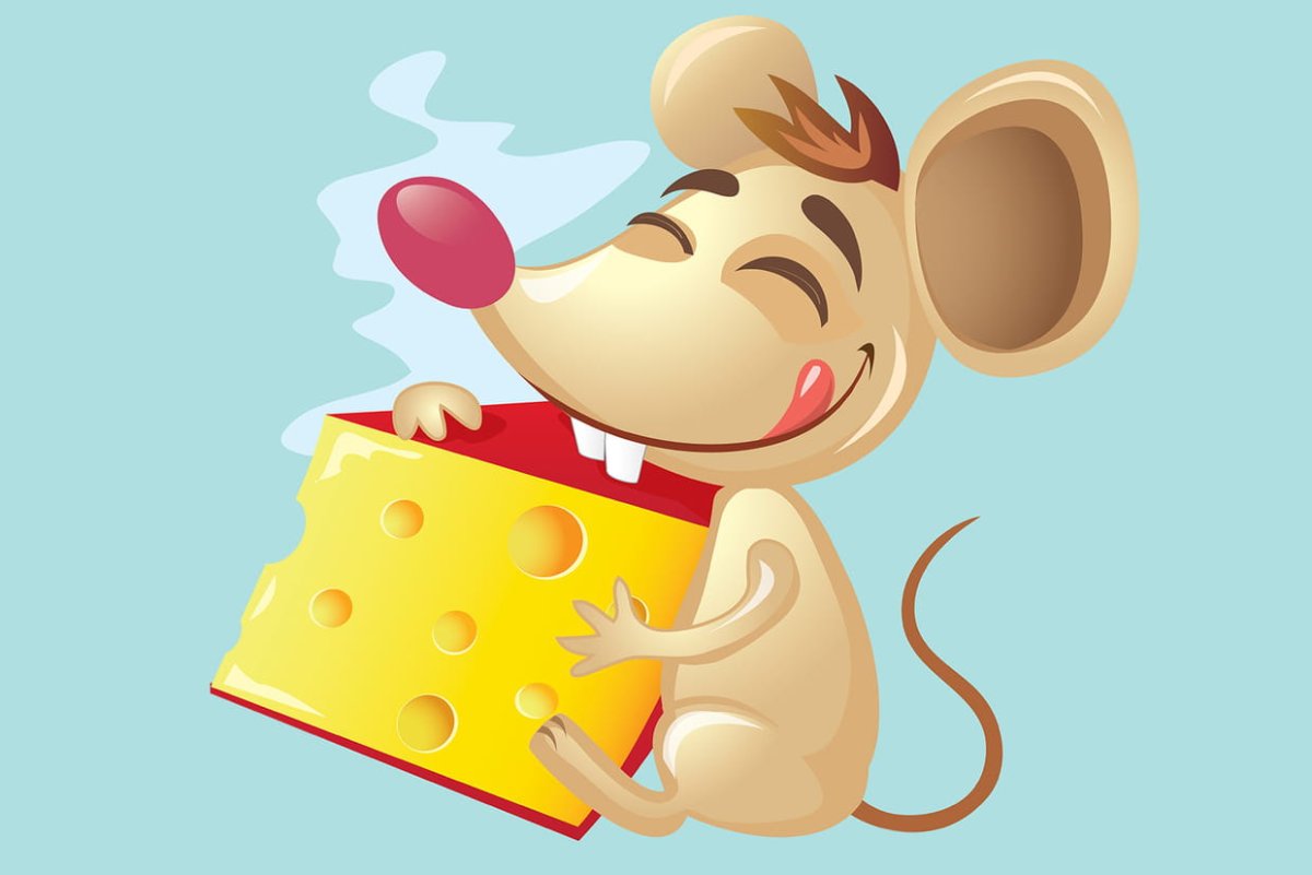 Мышь с сыром вектор