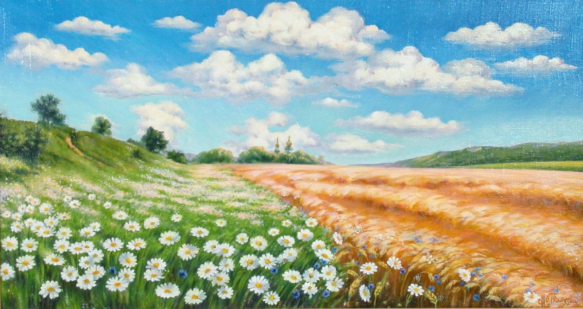 Ромашки в поле собирать