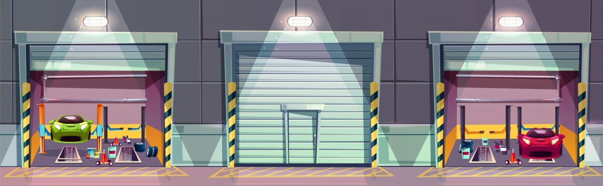 Гараж фон мультяшный