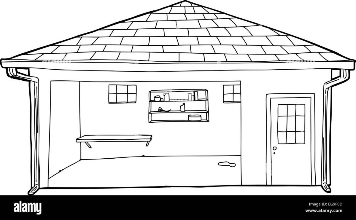 Раскраска дом с гарадём